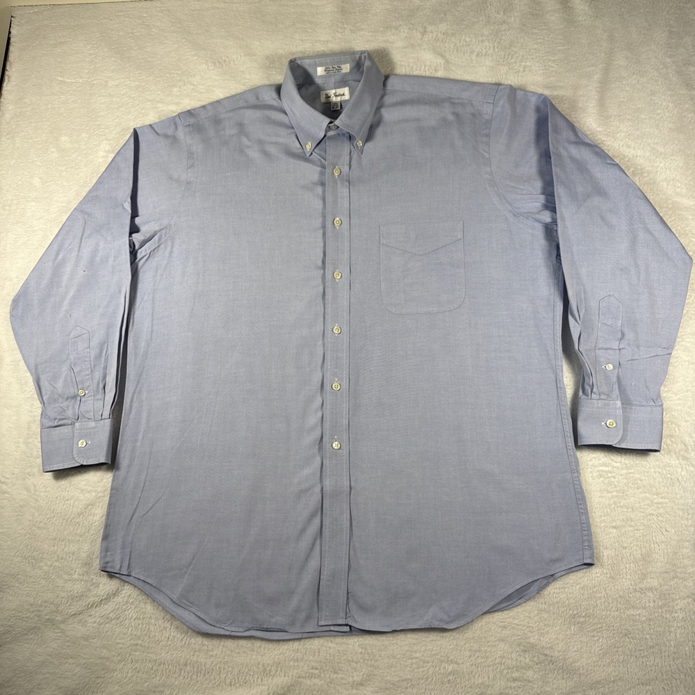 Paul Fredrick Blue Men's 16-35‎ 80s Two-Ply Pinpoint Oxford Cotton Shirt